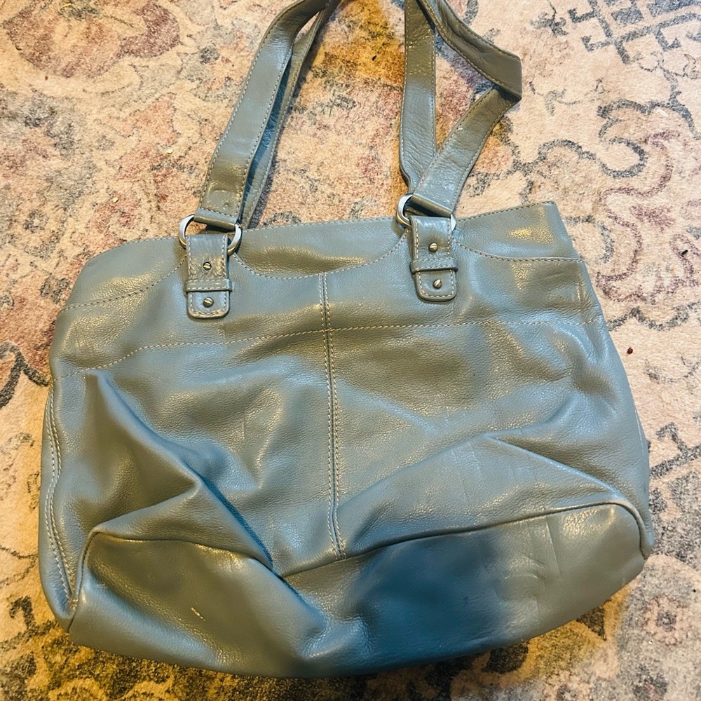 Blue Leather Tote Bag ( Jones New York ) - Picture 2 of 4